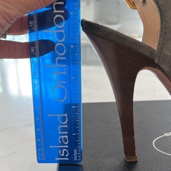 PRADA CALCUTURA GREY SUEDE PLATFORM SLINGBACK SIZE EU 37.5 US 7.5 - Picture 12 of 13